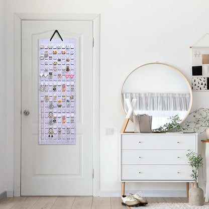 Lolalet Hanging Earring Holder Organizer with 20 Hooks for Women, Earring Organizer Wall Earrings Hanger Pierced Earring Storage, Felt Stud Earring Display, 608 Holes for Earrings- Grey, 1 Pack