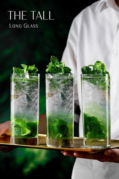 LEMONSODA Premium Highball 12oz/15oz Glass Sets - Elegant Tom Collins Glasses - Tall Water Drinking Glasses - Bar Glassware for Mojito, Whiskey, Cocktail (15oz, Set of 12)