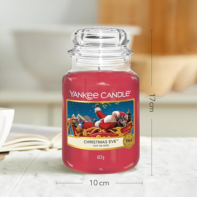 Yankee Candle Christmas Eve Scented, Classic 22oz Large Jar Single Wick Candle, Over 110 Hours of Burn Time