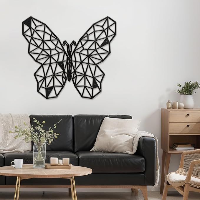 SIGNLEADER Metal Wall Art Decor The Butterfly Effect Modern Abstract Wall Sculpture Hangings Home Decoration for Living Room, Bedroom, Bathroom, Kitchen, Outdoor - 12" Black