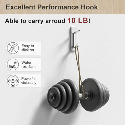 pickpiff Wall Hooks for Coat and Towel: 13LB Strong Adhesive Door Hanger Stick on, Silver 6 Pack