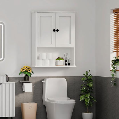 Multi-Purpose Wall Cabinet: Easy-to-Assemble, White Modern Style, 3-Tier Storage. Fits as Kitchen Cabinet, Over-Toilet Cabinet & Bedroom Wall Cabinet