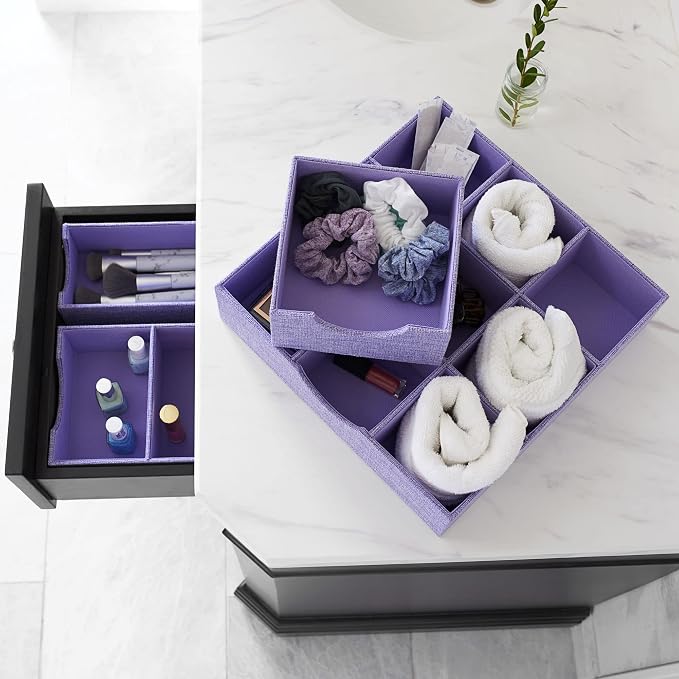 Household Essentials Iris-Colored Cardboard Trays with PP Accents, Set of 2