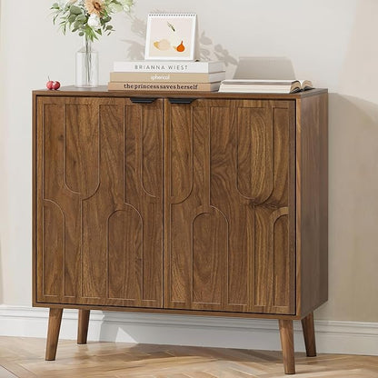 Sideboard Buffet Cabinet with Storage, Kitchen Storage Cabinet with 2 Doors, Walnut Coffee Bar Sideboard Cupboard, for Living Room, Hallway