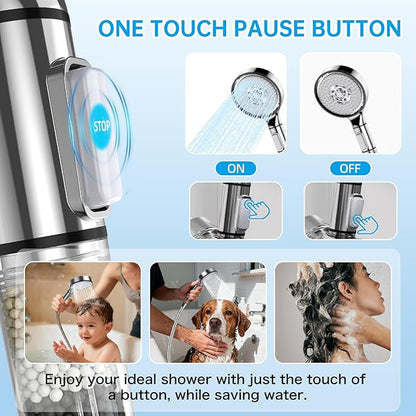 Filtered Shower Head with Handheld, 6-Spray High Pressure Shower Head to Reduce Dry Itchy Skin, Handheld Shower Head Set Includes 60" Hose & Adjustable Bracket