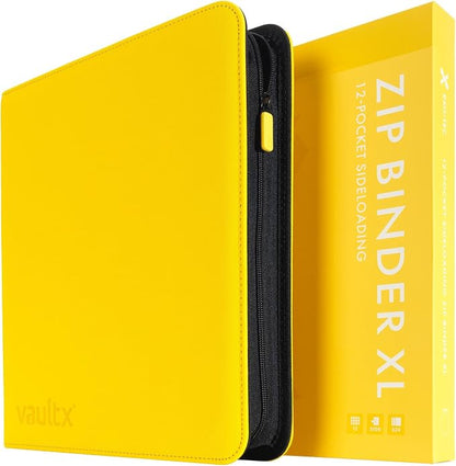 Vault X 12 XL Pocket Zip Binder, 624 Cards, Exo-Tec Material, 26 Side-Loading Pages (Yellow)