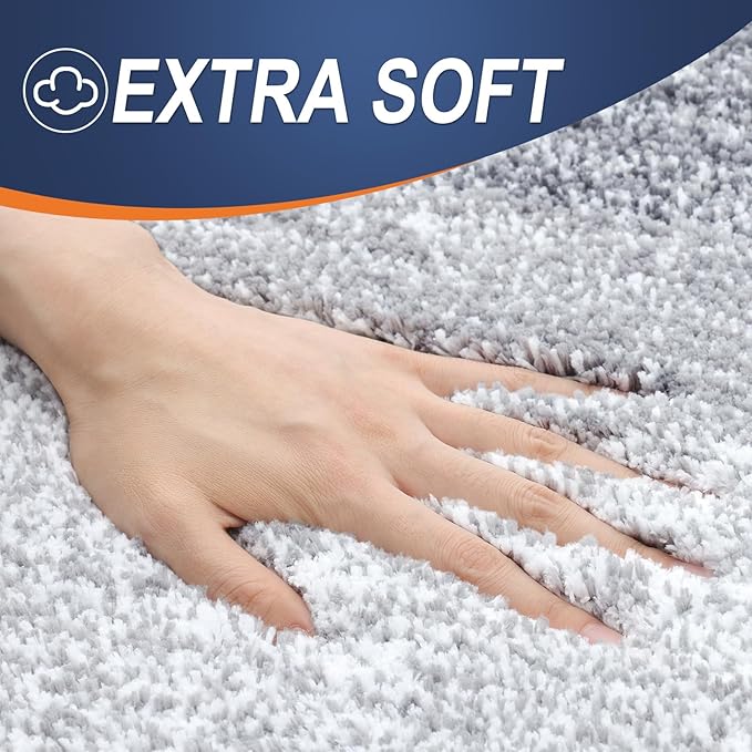 OLANLY Bathroom Runner Rugs Mat 47x20, Extra Soft Absorbent Microfiber Bath Rugs, Rubber Backing, Quick Dry, Washable Long Bath Mats for Bathroom, Tub and Shower, Home Decor Accessories, Light Grey