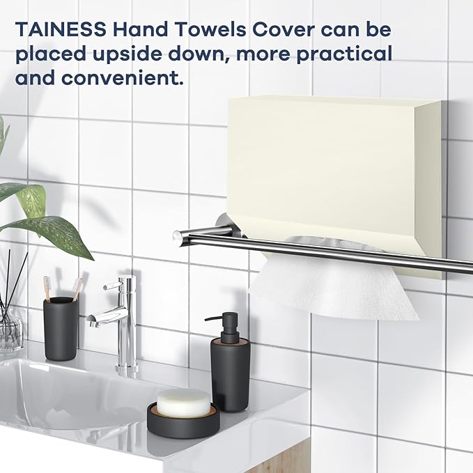 Acrylic Hand Towel Box Cover Compatible with Kleenex Disposable Hand Towels Wall-Mounted Paper Towel Dispenser Suitable for Tabletop, Bathroom, Car, and Office Use Valentine's Day Gifts (Beige)