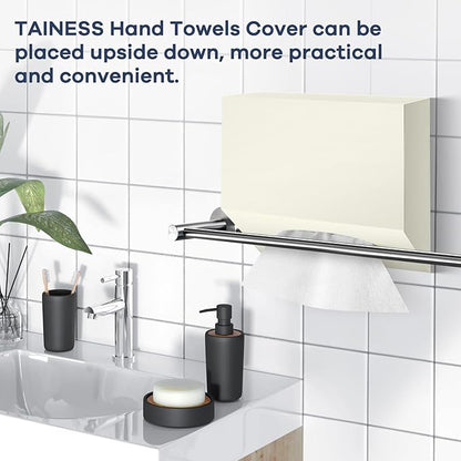 Acrylic Hand Towel Box Cover Compatible with Kleenex Disposable Hand Towels Wall-Mounted Paper Towel Dispenser Suitable for Tabletop, Bathroom, Car, and Office Use Valentine's Day Gifts (Beige)
