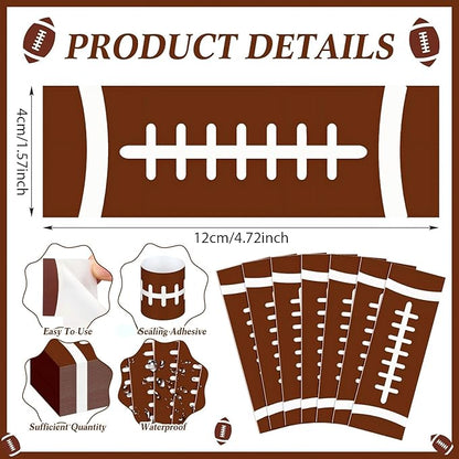 300 Pcs Football Paper Napkin Rings Bulk Disposable Sports Napkin Holder Self Adhesive Brown Silverware Wrap Band for Game Day Birthday Holiday Party Table Setting Decoration