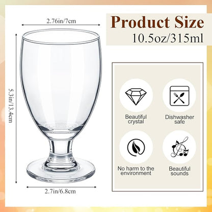 Patelai Set of 30 Clear Glasses 10.5 oz Water Goblet Glass Stemmed Water Glasses for Juice Wine Beer Tea Milk Cold Beverages Drinks Dishwasher Safe