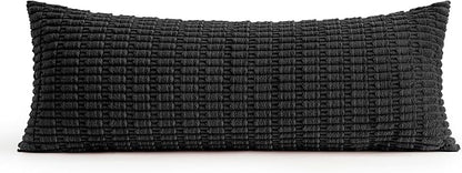 MIULEE Pack of 1 Black Long Body Lumbar Decorative Throw Pillow Cover 14x36 Inch for Halloween Bed Couch Sofa Living Room Soft Boho Pillow Cover Modern Farmhouse Home Decor