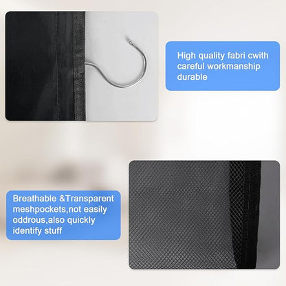 2-Pack Hanging Organizer for Closet - 20 Pocket Storage Leggings, Yoga for Pants & Accessories Multi-Pocket Closet Organizer for Apartments & Dorms, Space-Saving, Behind Door Design (Black)