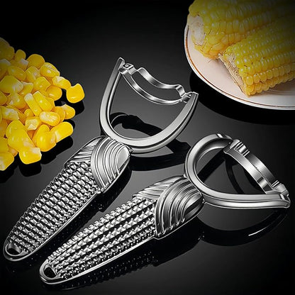 TEEVEA Corn Peeler for Corn on the Cob, Stainless Steel Corn Cob Stripper, Kernel Remover Tool for Home Kitchen BBQ Canning Camping