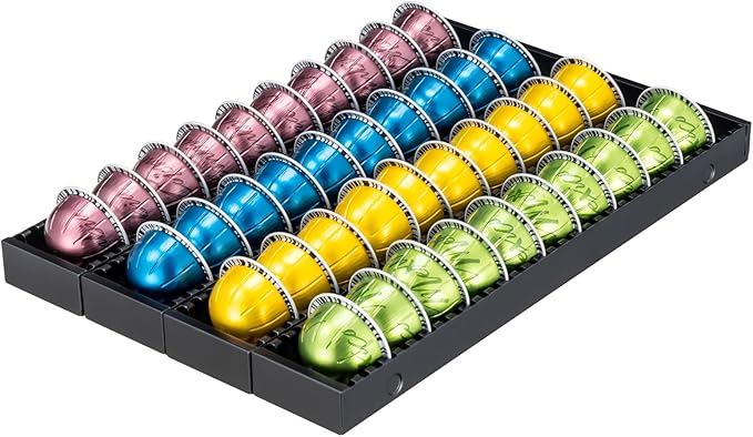 Coffee Pod Holder Drawer Organizer Insert for Counter,Nespresso Pod Holder DIY Magnetic Connect Black Metal(4 Packs)