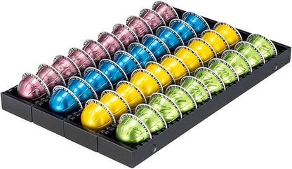 Coffee Pod Holder Drawer Organizer Insert for Counter,Nespresso Pod Holder DIY Magnetic Connect Black Metal(4 Packs)