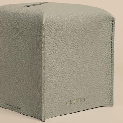OLETHA Square Tissue Box Cover - Aesthetic Desk Decor for Room, Home & Office - Tissues Cube Boxes Holder - Pastel Gray, Set of 2