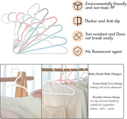 100 Pack Mix Color Kids Hangers 11.6 Inch - Baby Clothes Hangers for Toddler & Child, Durable Plastic Children's Hangers for Closet, Pants, Coats, Skirts (Non-Slip, Space-Saving)