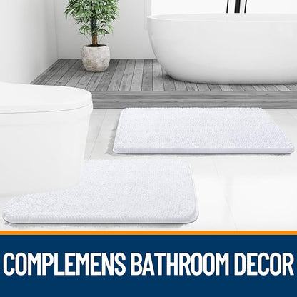 OLANLY Large Bathroom Rugs 70x46, Extra Soft Absorbent Chenille Bath Rugs, Rubber Backing Quick Dry, Machine Washable Bath Mats for Bathroom Floor, Tub and Shower, Home Decor Accessories, White