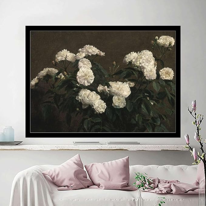 SENLYCH Wall Art Canvas Print Flower Painting French Country Decor Vintage Painting Antique Flower Print Vintage Flower Print Living Room and Bedroom Decoration 8x12inch Solid Wood Frame
