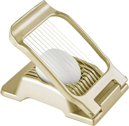 Egg Slicer for Hard Boiled Eggs, Stainless Steel Wire, Multipurpose Heavy Duty Aluminium Egg Cutter for Egg, Salads, Sandwiches, Strawberries, Mushrooms, Soft Cheese, Fruit, Gold