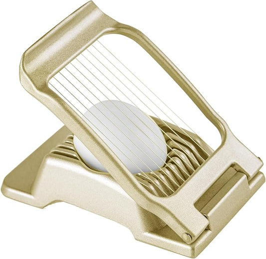 Egg Slicer for Hard Boiled Eggs, Stainless Steel Wire, Multipurpose Heavy Duty Aluminium Egg Cutter for Egg, Salads, Sandwiches, Strawberries, Mushrooms, Soft Cheese, Fruit, Gold