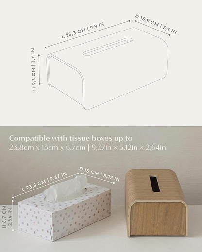 Kazai.® Tissue Box Cover 'Toke' | Real Wood Veneer, FSC® Certified | Decorative Rectangle Tissue Holder for Bathroom or Living Room | Scandinavian Design | Oak, White