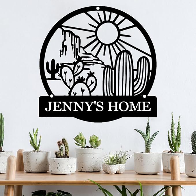 Custom Sign for Wall,Metal Cactus Yard Art,Metal Letters for Outdoor Wall Art,Name Signs