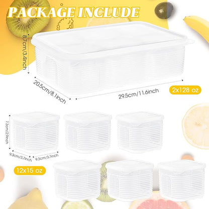 Rtteri 2 Sets Fridge Organizer Divided Serving Tray with Lid Yakumi Pans Seasoning Condiment Container Stackable Refrigerator Organizer with Airtight Lids No Bpa for Veggies, Fruit, Herbs, Spices