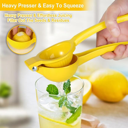 TEZZ Lemon Squeezer, Large Metal Manual Lime Citrus Juicer Hand Press | Ergonomic handle large bowl easy press for lemons and limes