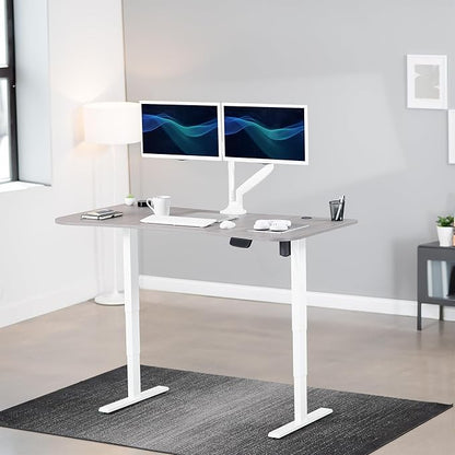 VIVO Electric 63 x 32 in Standing Desk, Memory Height Adjustment, 176 lb Frame Support, 2E Series, Dark Gray Top White Frame, DESK-KIT-2EWG