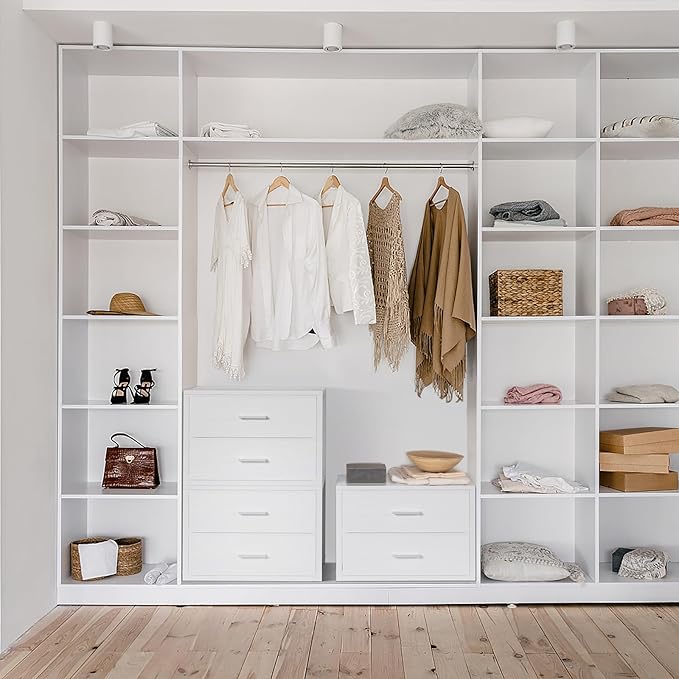 BOLUO Stackable Storage Drawers Closet Organizers and Storage Bins Fabric White 2 Drawer Dresser for Bedroom Office Modern