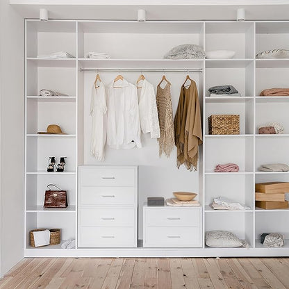 BOLUO Stackable Storage Drawers Closet Organizers and Storage Bins Fabric White 2 Drawer Dresser for Bedroom Office Modern