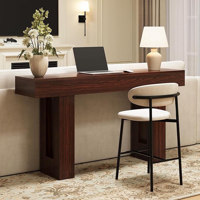 63 Inches Long Console Table for Entryway with Drawers, Wooden Sofa Table Behind Couch, Entry Table for Living Room, Foyer, Hallway, Walnut