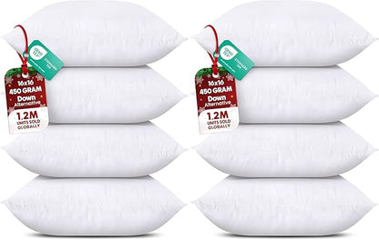 Utopia Bedding Throw Pillows (Set of 4, White) – 16 x 16 Inches Down Alternative Pillows for Bed, Sofa, and Couch - Fluffy Decorative Stuffer Pillow for Indoors & Outdoors (Pack of 2)