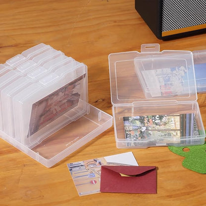 novelinks Transparent 4" x 6" Photo Storage Boxes, 6 Inner Photo Organizer Cases with Tray, Picture Storage Containers for 4x6 Prints, Craft & Memory Card Sorting Box (Clear 1Pack)