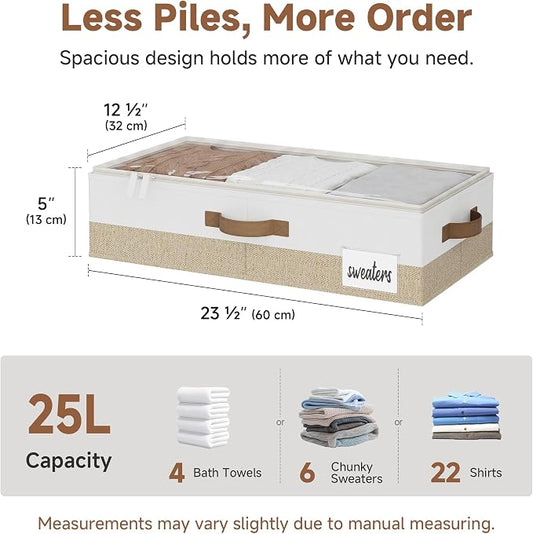 StorageWorks Under Bed Storage Containers - Underbed Storage with Handles and Label Holder, 2 Pack Ultra-thick Fabric Underbed Bins, Closet Organizer for Clothes, Blankets, Sweater