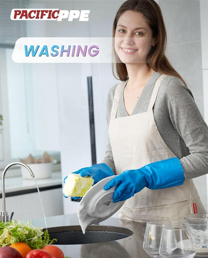 PACIFIC PPE 2 Pairs Dishwashing Cleaning Gloves with Latex free, Cotton lining, Kitchen Gloves (Purple+Blue, Large)