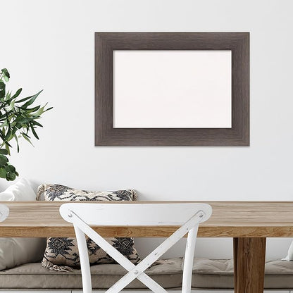 Amanti Art White Cork Board for Wall, 17x23 Vision Board with Brown Wood Frame, Small Corkboard Office Decor for Home Organization, Country Rustic Corkboard Pinboard to Display Items for Home