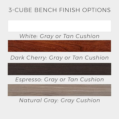 ClosetMaid 1633 Cubeicals 3-Cube Storage Bench, Dark Cherry with Gray Cushion