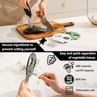 Stainless Steel Onion Cutter & Egg Slicer – Multi-Function Vegetable Cutter and Herb Stripper for Avocados, Tomatoes, and Potatoes (Green)