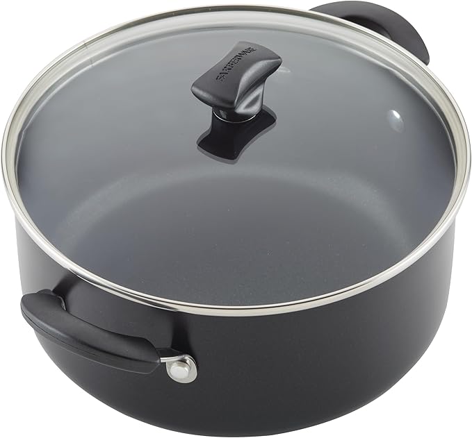 Farberware Cookstart DiamondMax Nonstick Cookware/Pots and Pans Set with Glass Lids, Dishwasher Safe, Includes Baking Pan and Kitchen Cooking Tools, 15 Piece - Black