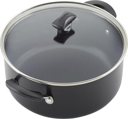 Farberware Cookstart DiamondMax Nonstick Cookware/Pots and Pans Set with Glass Lids, Dishwasher Safe, Includes Baking Pan and Kitchen Cooking Tools, 15 Piece - Black