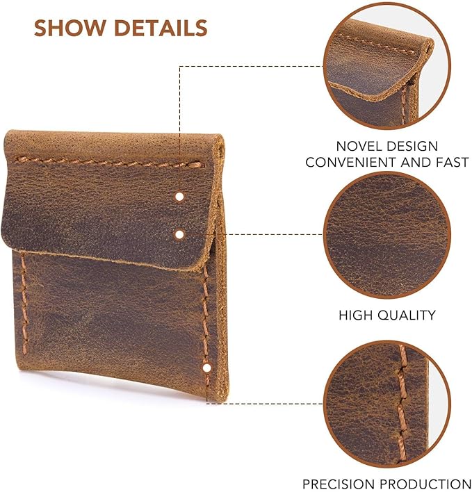 Ringsun Genuine Leather Ring Pouch, Handcrafted Small Ring Box for Men & Women, Portable Jewelry Organizer and Storage Gifts for Women for Marriage Travel Proposal Engagement Wedding, Brown