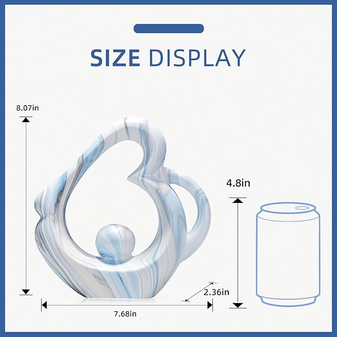 Sculptures Home Decor Ceramic Statue, Blue Sculpture Living Room Table Decor, Shelves Decor Dining Room Table Centerpieces, Abstract Art Coffee Table Decoration, Heart Statue
