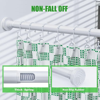 Ausemku Shower Curtain Rod 32-94 Inch Adjustable - 1 Inch Diameter Heavy Duty No drill Spring Tension Shower Rod, Non-Slip Rustproof Telescopic Rod for Bathroom, White