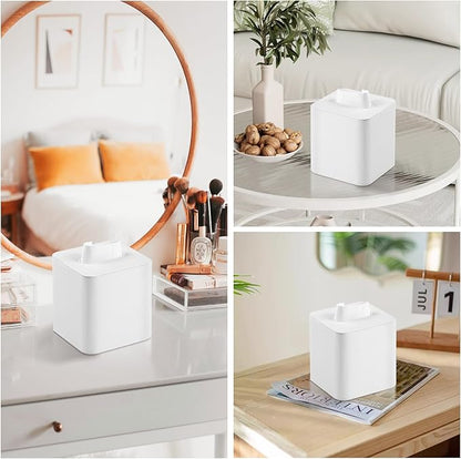MEIBOOCH PU Leather Tissue Box Cover with Magnetic Closure, Square Tissue Box Holder with Rounded Edges Design (Cream-White, Square)