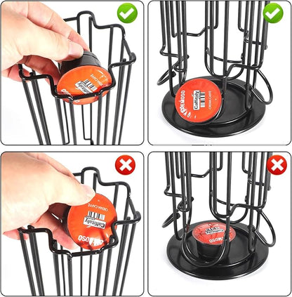 Coffee Pod Holder Carousel Compatible For Starbucks Verismo,Lavazza Blue, CBTL,K-fee,Tchibo Cafissimo,Caffitaly systems,Coffee Pods Storage Organizer Stand Holds up to 28 Capsule Pods