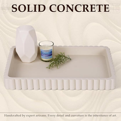 Concrete Decorative Tray for Coffee Table Decor, 14" Coffee Table Tray Ottoman Tray Table Centerpieces, Rectangular Modern Decorative Trays for Home Decor, Living Room, Entry, Gray