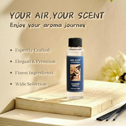 Airkeep Reed Diffuser Oil Refill/Cashmere Vanilla/3.38 oz / 1 Pack/Air Freshener & Aromatherapy Essential Oil Blend for Home Fragrance – Scented Refill Oil for Bathroom, Bedroom & Home Decor